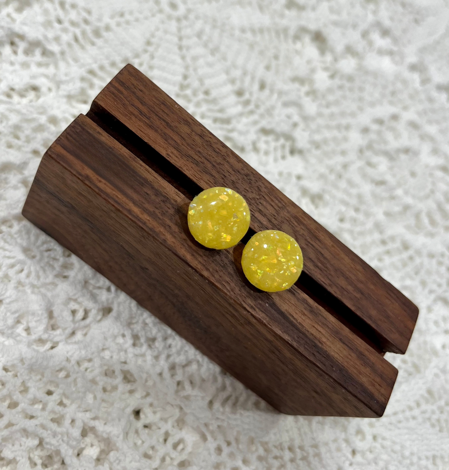 Yellow opal studs