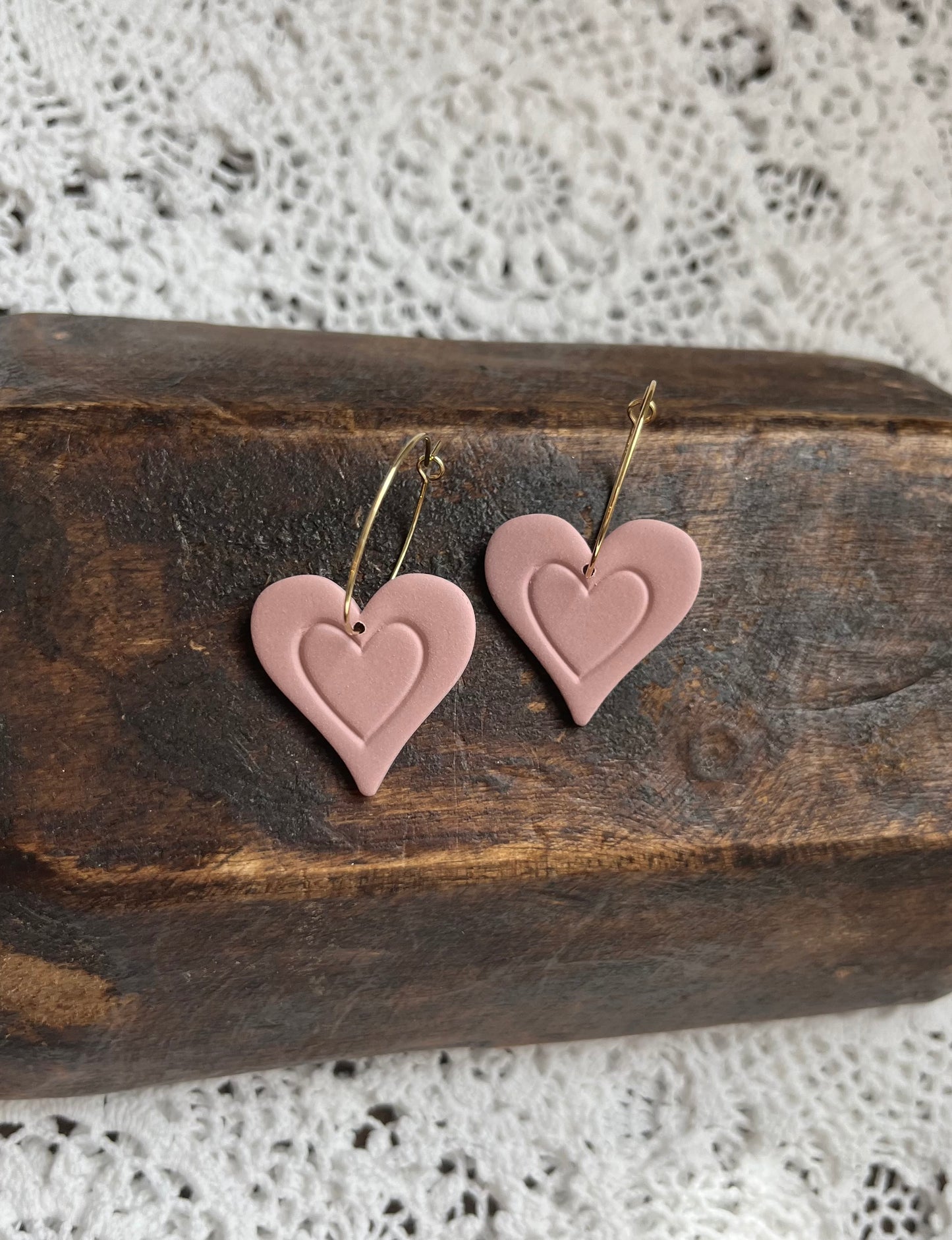 Heart hoops dusty rose